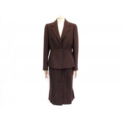 ENSEMBLE PRADA VESTE ET JUPE LAINE T46 MARRON 