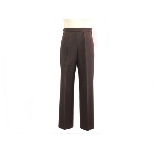 NEUF PANTALON HERMES TAILLE 40 M EN LAINE MARRON NEW BROWN WOOL TROUSERS 1400€