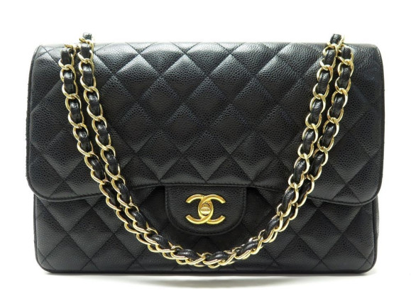 sac a main chanel timeless jumbo en cuir caviar