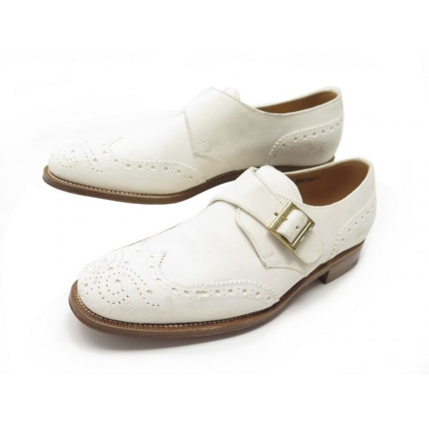 CHAUSSURES CHURCH'S BRITNEY 38 MOCASSINS A BOUCLE BOUT FLEURI EN DAIM BLANC 570€