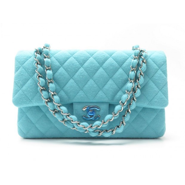 NEUF SAC A MAIN CHANEL CLASSIQUE TIMELESS M JERSEY MATELASSE BLEU HAND BAG 5640€