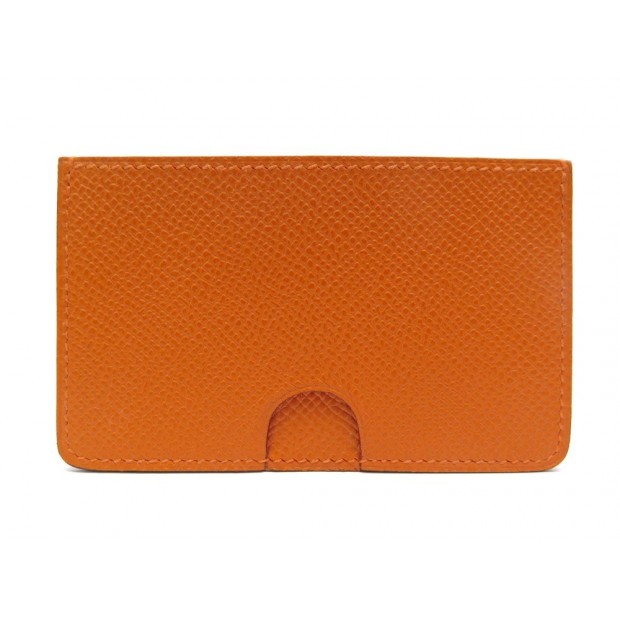NEUF PORTE CARTES HERMES EN CUIR EPSOM ORANGE NEW LEATHER CARD HOLDER 450€