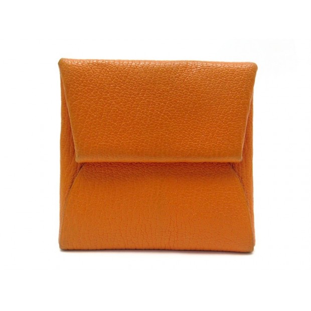 PORTE MONNAIE HERMES CARRE CUIR CHEVRE MYSORE ORANGE SQUARE LEATHER WALLET 450€