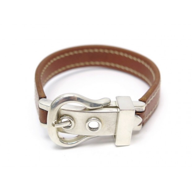 BRACELET HERMES CEINTURE CUIR MARRON 