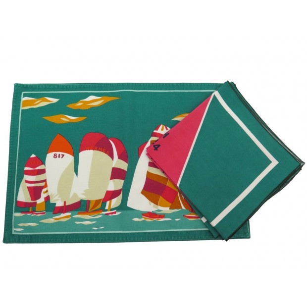 4 SET DE TABLE + 4 SERVIETTE HERMES REGATE BATEAUX BOITE 