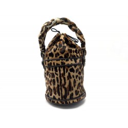 NEUF SAC A MAIN FENDI PALAZZO BUCKET 8BR554 CUIR DE POULAIN LEOPARD HANDBAG