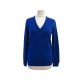 NEUF PULL V CLASSIQUE ERIC BOMPARD FEMME M 38 EN CACHEMIRE BLEU CASHMERE 220€