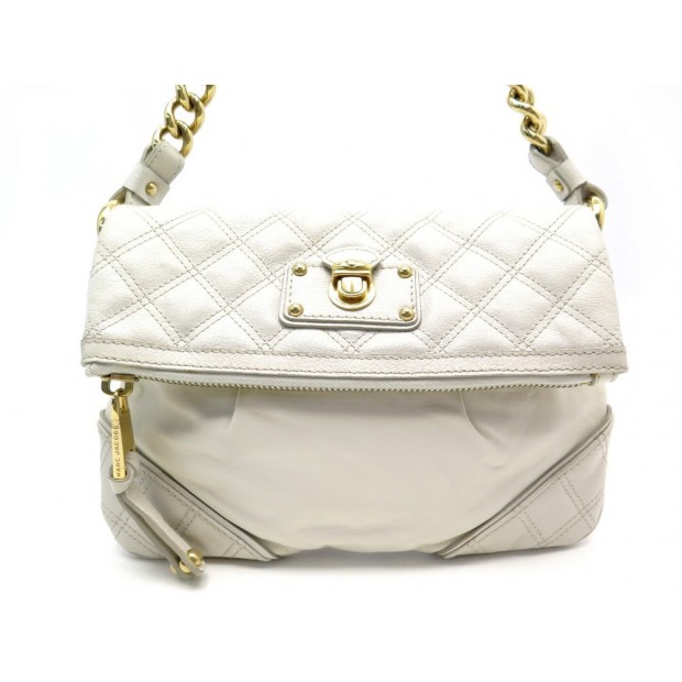 SAC A MAIN MARC JACOBS EN CUIR BLANC WHITE LEATHER HANDBAG POUCH 550€