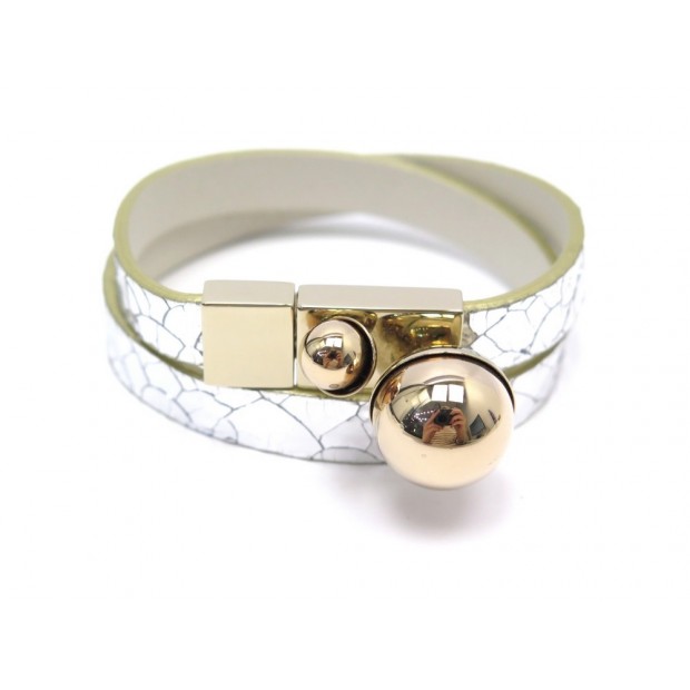 NEUF BRACELET CHRISTIAN DIOR TRIBALE DOUBLE TOUR EN CUIR PERLES PEARL WRAP 420€