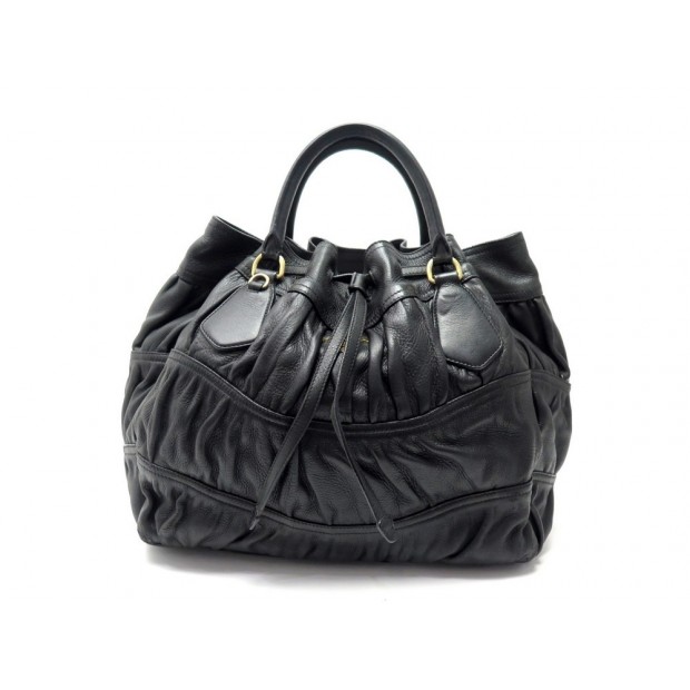 SAC A MAIN PRADA XL 36 CM EN CUIR NOIR PORTE EPAULE BLACK LEATHER HANDBAG 1300€