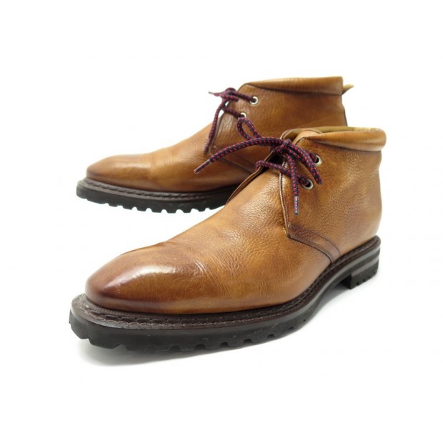 CHAUSSURES BERTINO & OLIVIER BOTTINES GRAINE CHUKKA 8 IT 43 FR CUIR BOOTS 690€