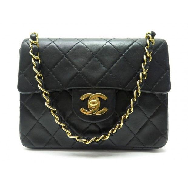 SAC A MAIN CHANEL MINI TIMELESS BANDOULIERE CUIR MATELASSE NOIR 