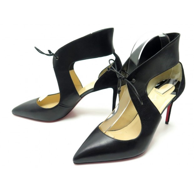 NEUF CHAUSSURES CHRISTIAN LOUBOUTIN 39.5 ESCARPINS CUIR NOIR LEATHER PUMP 545€