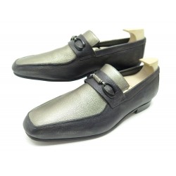 CHAUSSURES CORTHAY CANNES 9 43 MOCASSINS BICOLORES CUIR NOIR & ARGENTE SHOE 775€