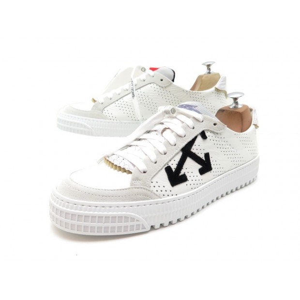 NEUF CHAUSSURES OFF-WHITE VIRGIL ABLOH BASKETS 3.0 42 CUIR BLANC SNEAKERS SHOES