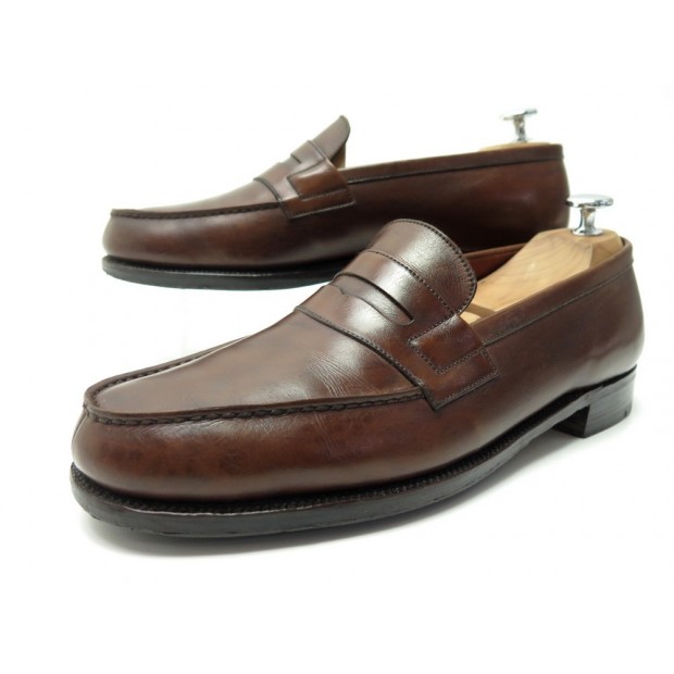 CHAUSSURES JM WESTON MOCASSINS 180 7.5C 41.5 EN CUIR MARRON LOAFERS SHOES 620€