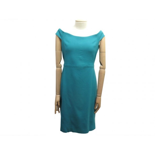 ROBE GUCCI SANS MANCHE TAILLE 44 IT 40 FR EN LAINE TURQUOISE WOOL DRESS 1500€