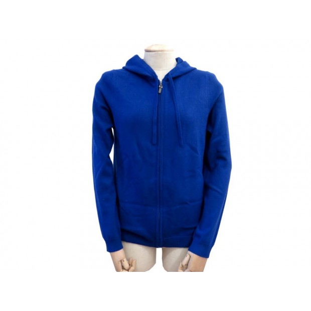 NEUF GILET ERIC BOMPARD HOODIE CINTRE FEMME M 38 EN CACHEMIRE BLEU CASHMERE 265€