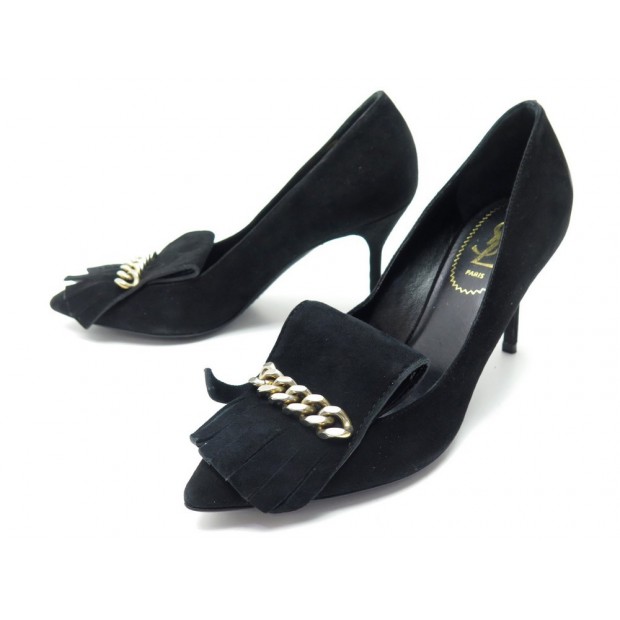 NEUF ESCARPINS YVES SAINT LAURENT OPYUM 280635 37 A FRANGES CHAINE PUMPS 725€