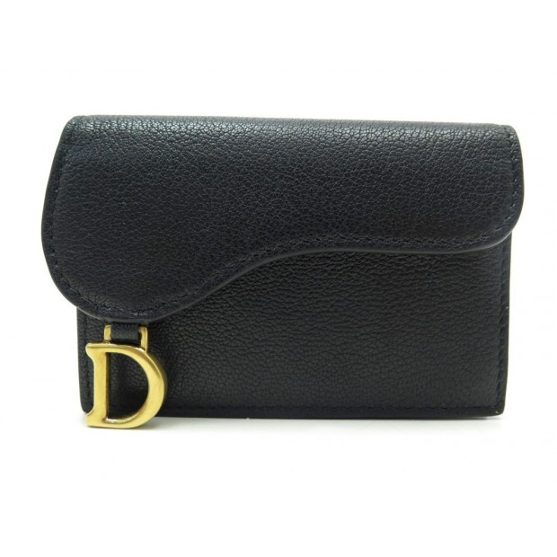 NEUF PORTE CARTES CHRISTIAN DIOR SADDLE SMALL S5611CCEH CUIR NOIR + BOITE 375€