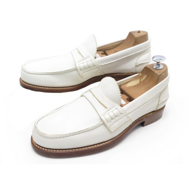 NEUF CHAUSSURES CHURCH'S PEMBREY 6G 40 MOCASSINS CUIR BLANC + BOITE LOAFERS 440€