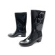 CHAUSSURES CHANEL 42 BOTTES DE PLUIE CAMELIA CAOUTCHOUC NOIR BOOTS SHOES 1000€