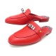 NEUF CHAUSSURES HERMES OZ 37 MOCASSINS MULES CUIR ROUGE RED LEATHER SHOES 890€