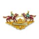 VINTAGE BROCHE HERMES CHIENS EN EMAIL MULTICOLORE ET METAL DORE ENAMEL BROOCH