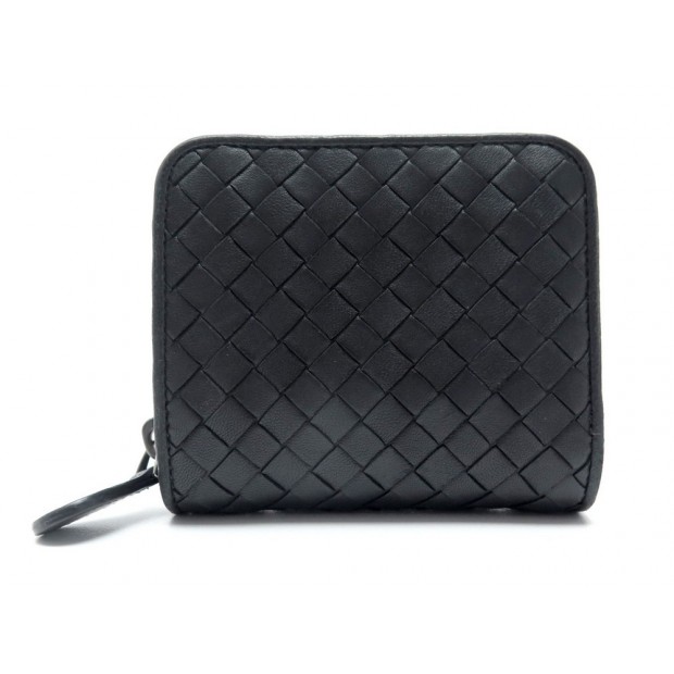 NEUF PORTEFEUILLE BOTTEGA VENETA PORTE MONNAIE CUIR TRESSE NOIR NEW WALLET 350€