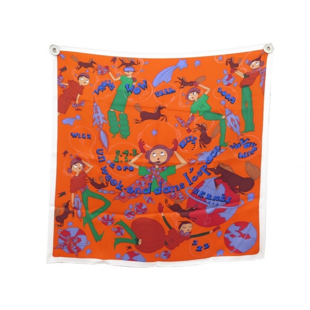 NEUF FOULARD HERMES UN WEEK END DANS L'ESPACE CARRE 70 SAW SOIE BOITE SCARF 280€