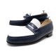 CHAUSSURES JM WESTON MOCASSINS 180 8.5C 42.5 CUIR BLEU MARINE & BLANC SHOES 620€