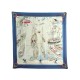 VINTAGE FOULARD HERMES LE PORT DE SAINT TROPEZ PHILIPPE DAUCHEZ CARRE SOIE BLEU