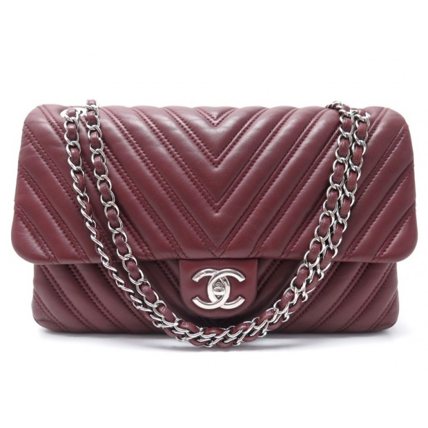 SAC A MAIN CHANEL TIMELESS CHEVRON BORDREAUX 