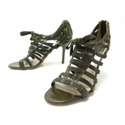 NEUF CHAUSSURES CHRISTIAN DIOR SANDALES 38.5 CUIR & DAIM KAKI SANDAL SHOES 690€