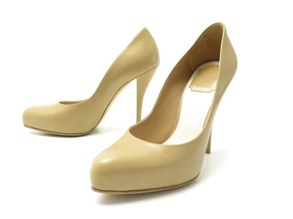 chaussures christian dior escarpins miss 37 cuir beige