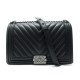 NEUF SAC A MAIN CHANEL GRAND BOY CHEVRON A92193 BANDOULIERE EN CUIR NOIR 4980€