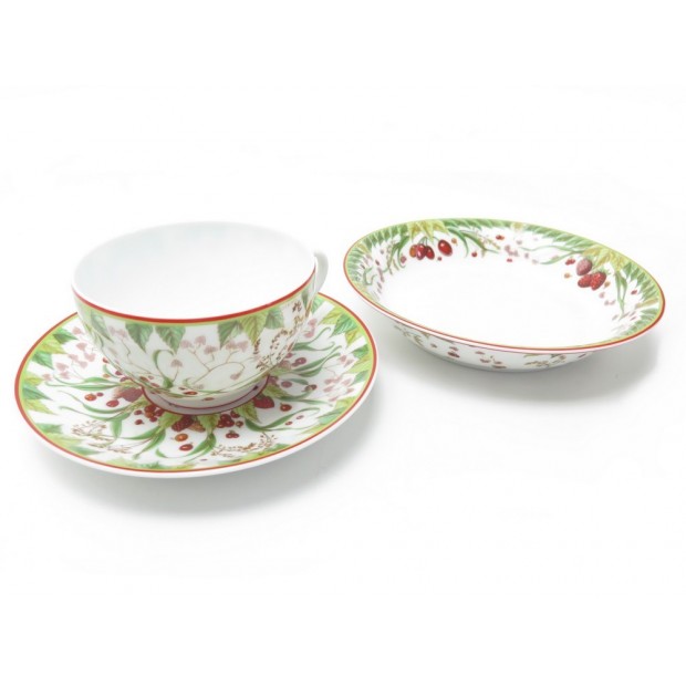 NEUF LOT HERMES LE JARDIN DE PYTHAGORE TASSE SOUCOUPE + ASSIETTE A CEREALES