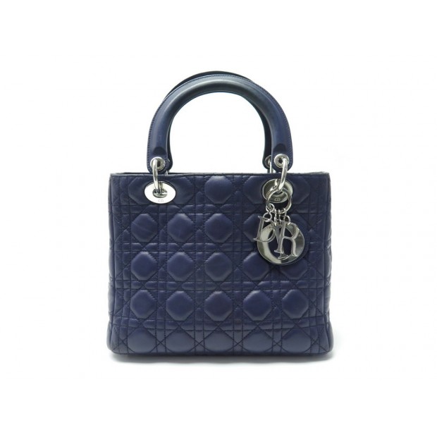 SAC A MAIN CHRISTIAN DIOR LADY MEDIUM EN CUIR CANNAGE BLEU VIOLINE PURSE 3900€