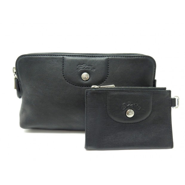 POCHETTE LONGCHAMP CUIR NOIR + POCHETTE CLES 