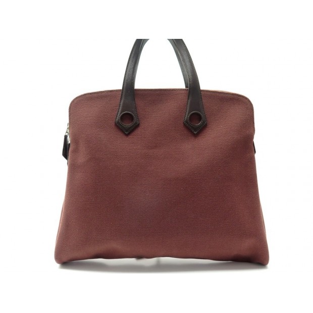 SAC A MAIN HERMES HEEBOO PM EN TOILE ET CUIR MARRON BROWN CANVAS HANDBAG 1250€