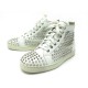 CHAUSSURES CHRISTIAN LOUBOUTIN LOUIS SPIKES 39 IT 40 FR BASKETS CUIR BLANC 965€