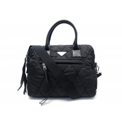 NEUF SAC A MAIN PRADA 1BG160 BANDOULIERE EN TOILE MATELASSE NOIR HANDBAG 1490€