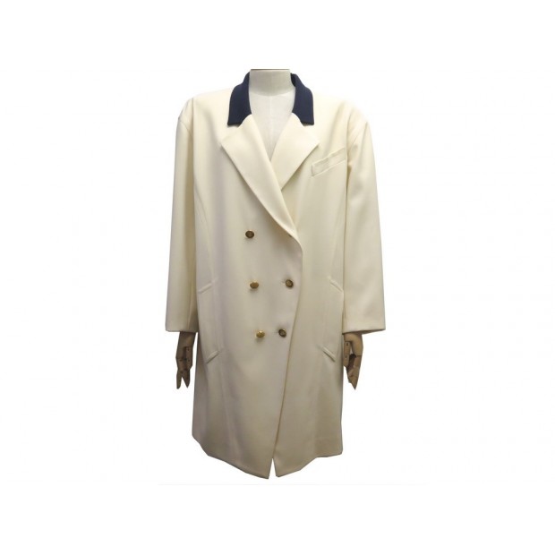 NEUF VESTE LONGUE CHANEL TAILLE 42 L EN LAINE CREME NEW WOOL LONG JACKET 4200€