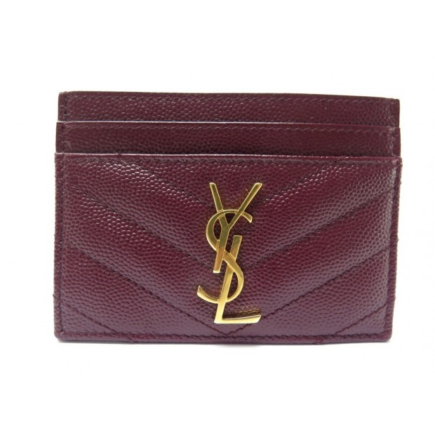 NEUF PORTE CARTES SAINT LAURENT MONOGRAMME YSL 423291 CUIR BORDEAUX CARD 195€