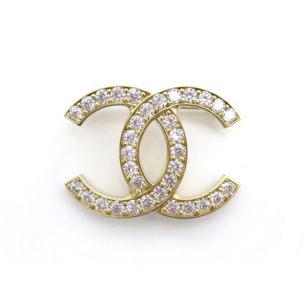 BROCHE CHANEL CC LOGO STRASS 