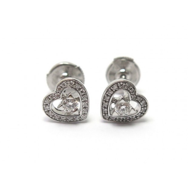 BOUCLES D OREILLE MAUBOUSSIN SEX LOVE TOUCH COEUR OR BLANC ET DIAMANTS 