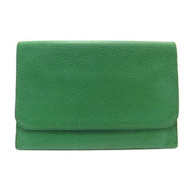 PORTE CARTES HERMES PORTEFEUILLE EN CUIR EPSOM VERT LEATHER CARD HOLDER 575€