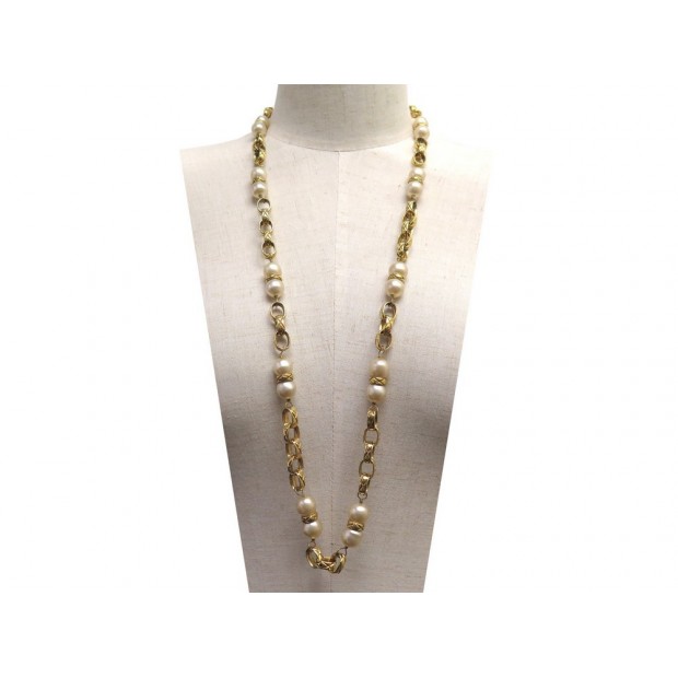 COLLIER CHANEL SAUTOIR DE CASTALLANE EN METAL MATELASSE & PERLES NECKLACE 1150€