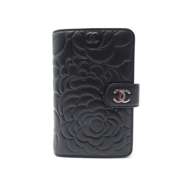 NEUF PORTEFEUILLE CHANEL CAMELIA A50087 EN CUIR NOIR + BOITE LEATHER WALLET 990€