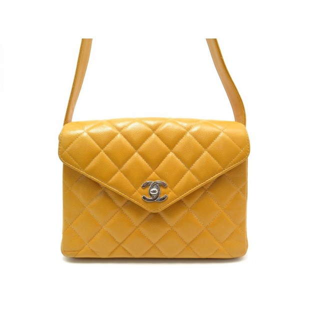 SAC A MAIN CHANEL FERMOIR TIMELESS CC CUIR CAVIAR MATELASSE ORANGE HANDBAG 3700€